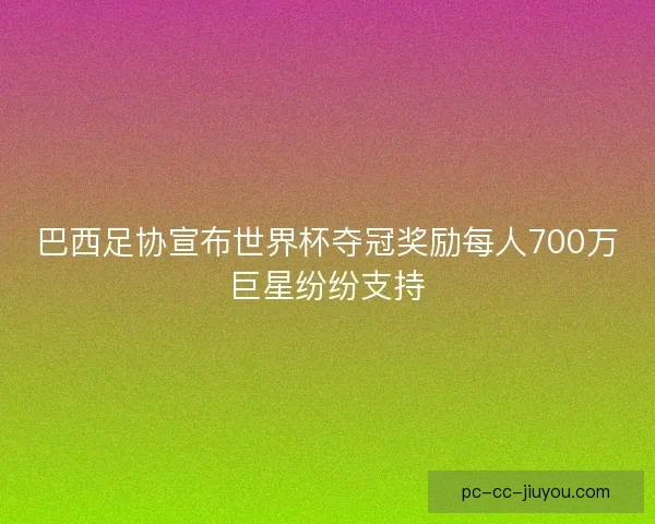 巴西足协宣布世界杯夺冠奖励每人700万巨星纷纷支持