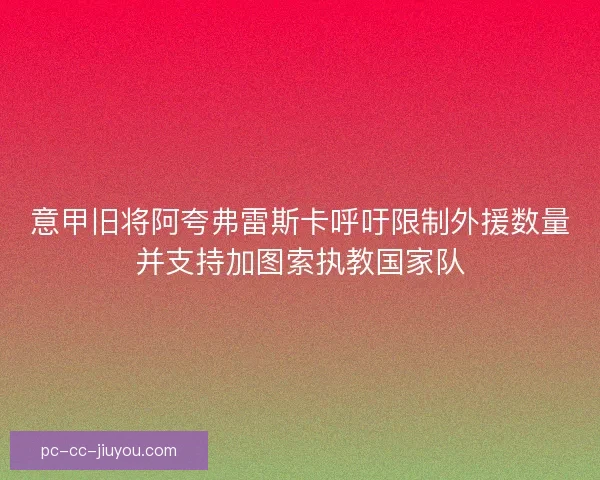 意甲旧将阿夸弗雷斯卡呼吁限制外援数量并支持加图索执教国家队