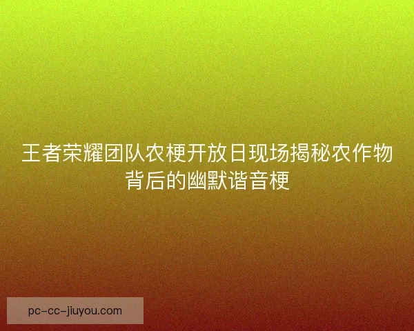 王者荣耀团队农梗开放日现场揭秘农作物背后的幽默谐音梗